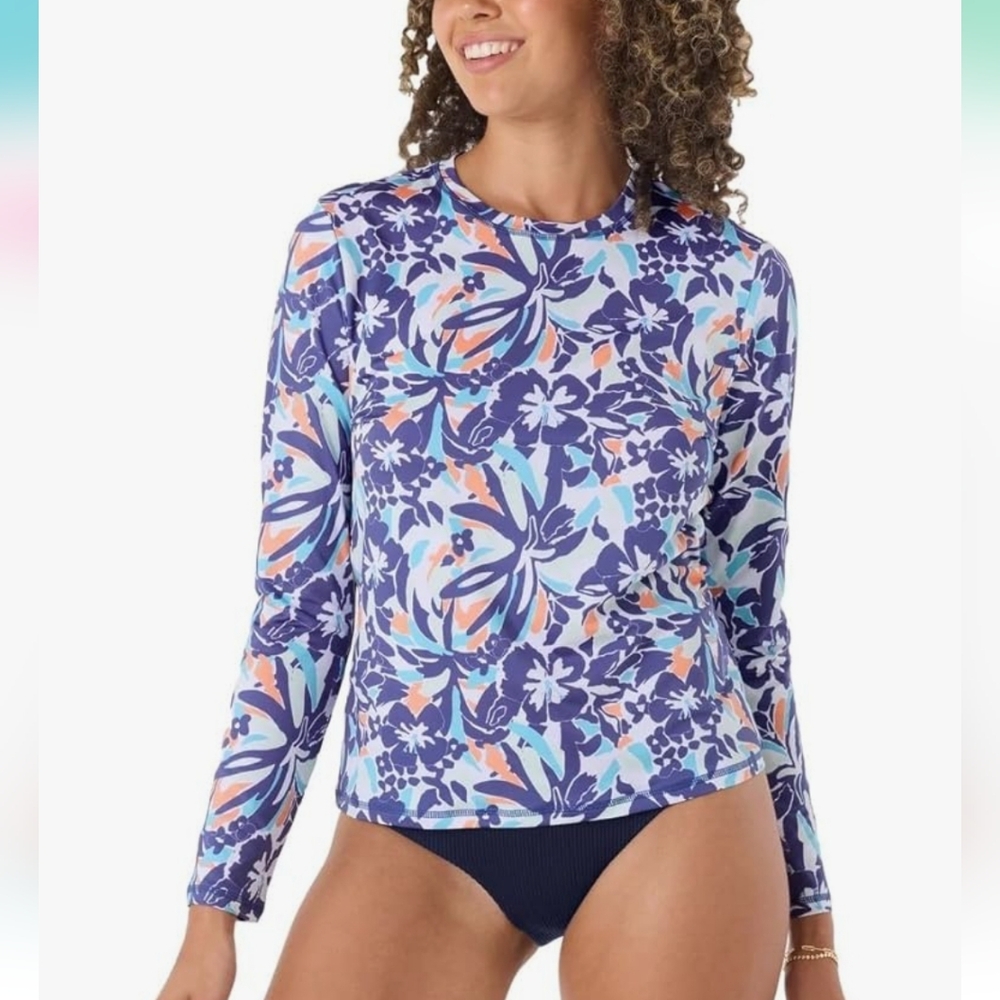 NWT ROXY Roxy Womens Lightweight Long Sleeve Sun Protection Tee Swim Beach XL - Picture 2 of 4